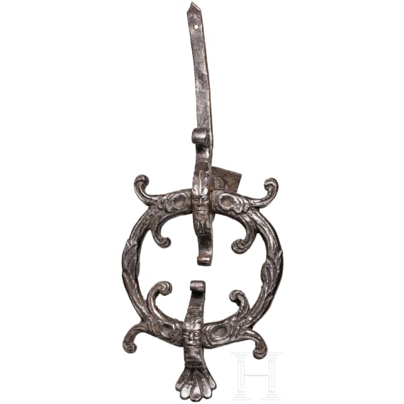A South German wrought iron Renaissance door pull, circa 1600