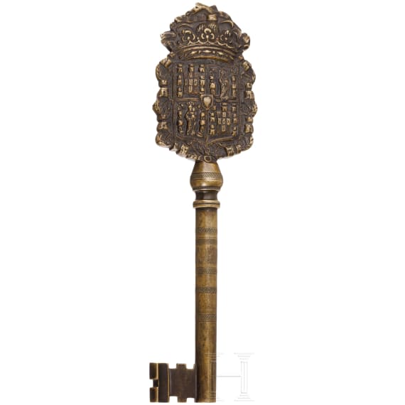 A Spanish brass town or honorary key, circa 1900