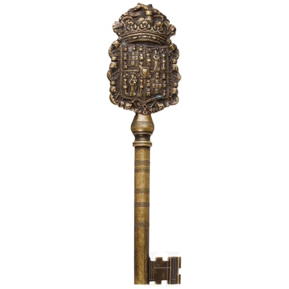 A Spanish brass town or honorary key, circa 1900