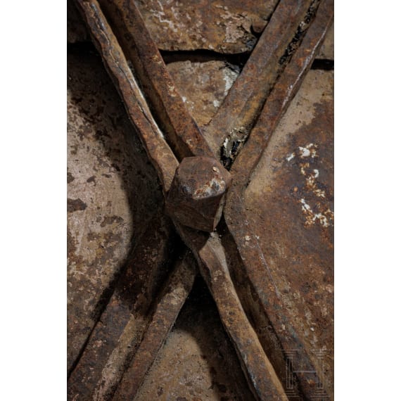 A large Alpine iron door, 16th century