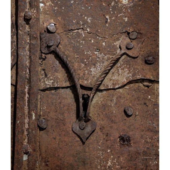 A large Alpine iron door, 16th century