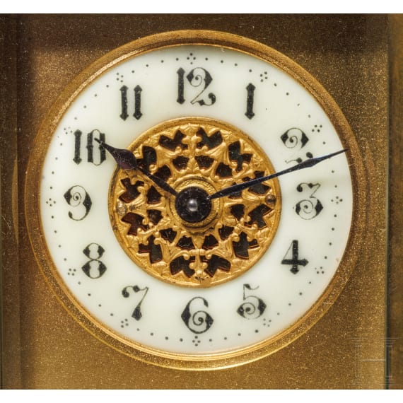 Reiseuhr in sch&ouml;n verziertem Geh&auml;use, um 1870