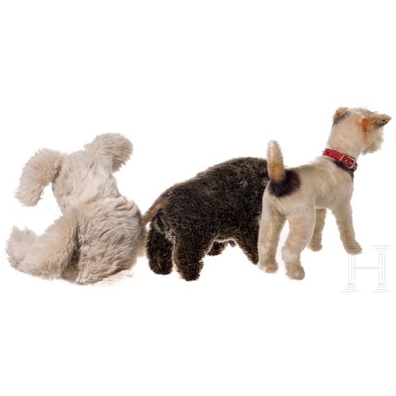 F&uuml;nf Steiff-Tiere, deutsch, 20. Jhdt.