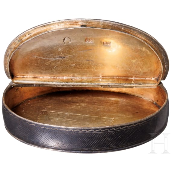 Silber- und Niello-Pillendose, Russland, Moskau, 1828