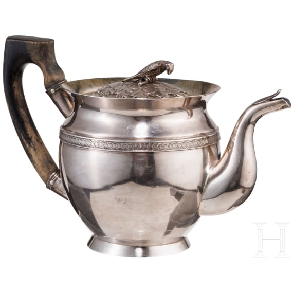 Silberne Teekanne mit Vogel, Russland, Moskau, Meister "FN", 1818