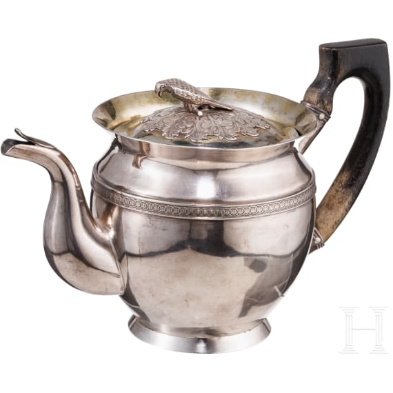Silberne Teekanne mit Vogel, Russland, Moskau, Meister "FN", 1818