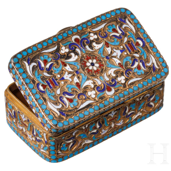 Cloisonne-Email-Dose, Russland, 1896 - 1908