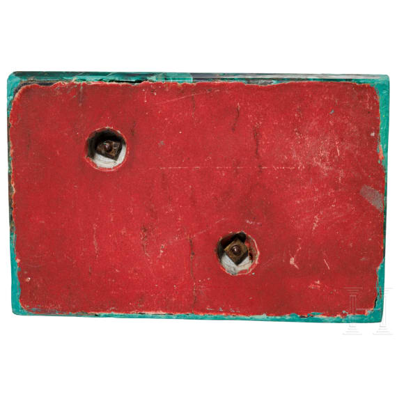 Gew&uuml;rzgef&auml;&szlig; in Form eines Schlittens auf Malachitsockel, Russland, 20. Jhdt.