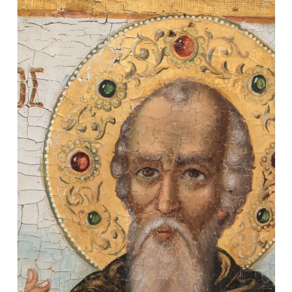 Ikone mit dem Heiligen Stylianos von Paphlagonien, Griechenland, 19. Jhdt.