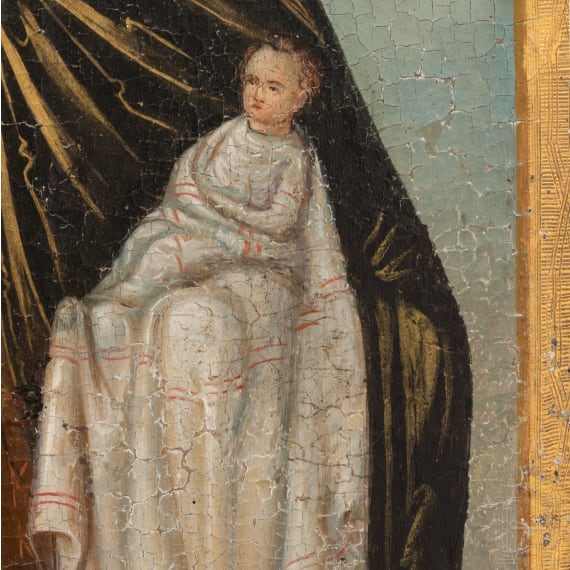 Ikone mit dem Heiligen Stylianos von Paphlagonien, Griechenland, 19. Jhdt.