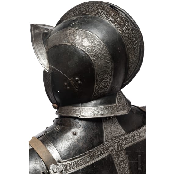 Schwarzwei&szlig;er Halbharnisch mit ge&auml;tzten R&auml;ndern, s&uuml;ddeutsch, um 1560