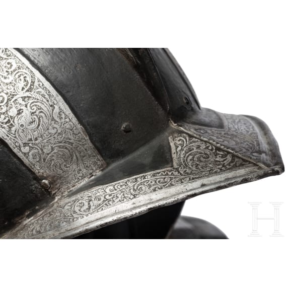 Schwarzwei&szlig;er Halbharnisch mit ge&auml;tzten R&auml;ndern, s&uuml;ddeutsch, um 1560