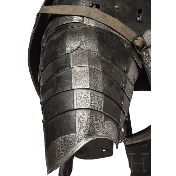 Schwarzwei&szlig;er Halbharnisch mit ge&auml;tzten R&auml;ndern, s&uuml;ddeutsch, um 1560