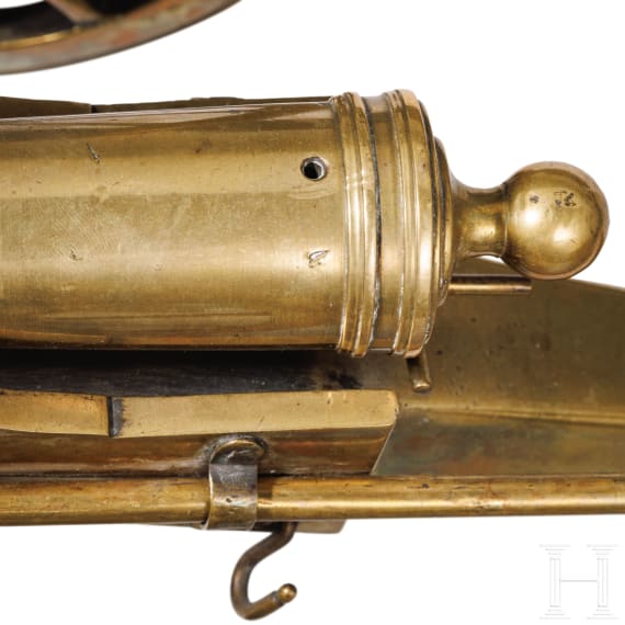 Messing-Modellkanone und Protze, Frankreich, um 1900