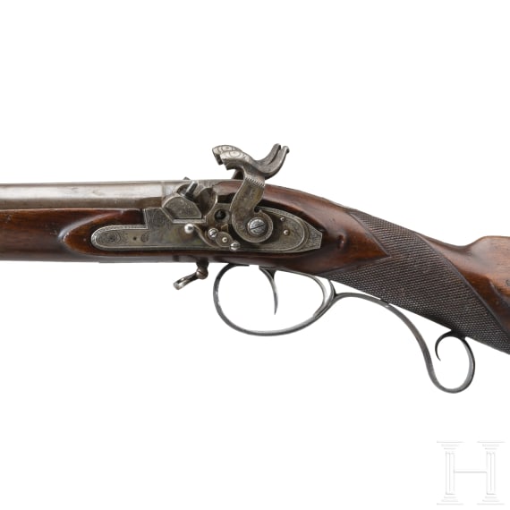 Perkussionsdoppelflinte John Blanch & Son, im Kasten, England, um 1870