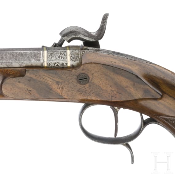 Ein Paar Perkussionspistolen im Kasten, L. St&ouml;rmer in G&ouml;ttingen, um 1850