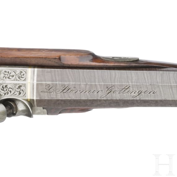 Ein Paar Perkussionspistolen im Kasten, L. St&ouml;rmer in G&ouml;ttingen, um 1850