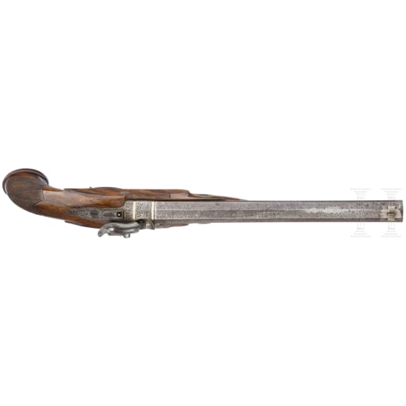 Ein Paar Perkussionspistolen im Kasten, L. St&ouml;rmer in G&ouml;ttingen, um 1850