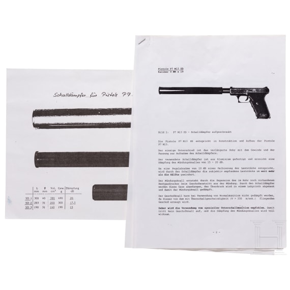 Heckler & Koch - various technical notes re. suppressors for P7 M13