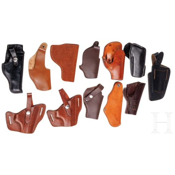 Twelve pistol holsters