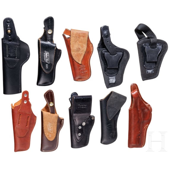 Ten pistol/revolver holsters