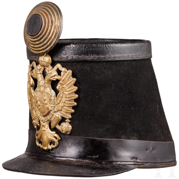 Tschako alter Art f&uuml;r Mannschaften der k.u.k. Infanterie, 2. H&auml;lfte 19. Jhdt.