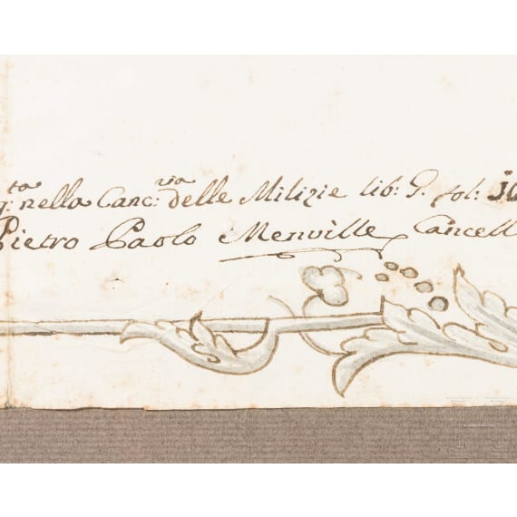 Ernennungsurkunde zum Gouverneur des Forts St. Angelo mit Autograph von Gro&szlig;meister Francisco Ximenez de Texada, datiert 1.1.1774