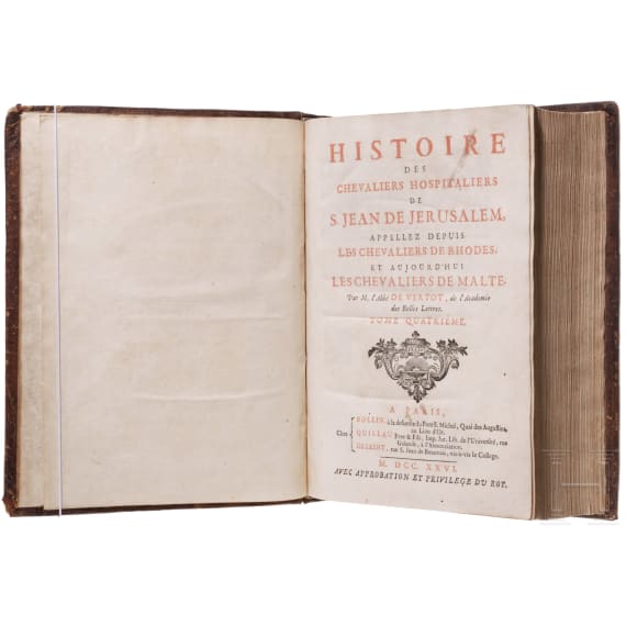 Ren&eacute;-Aubert de Vertot, "Histoire des chevaliers hospitaliers de Saint Jean de Jerusalem", vier B&auml;nde, Paris 1726
