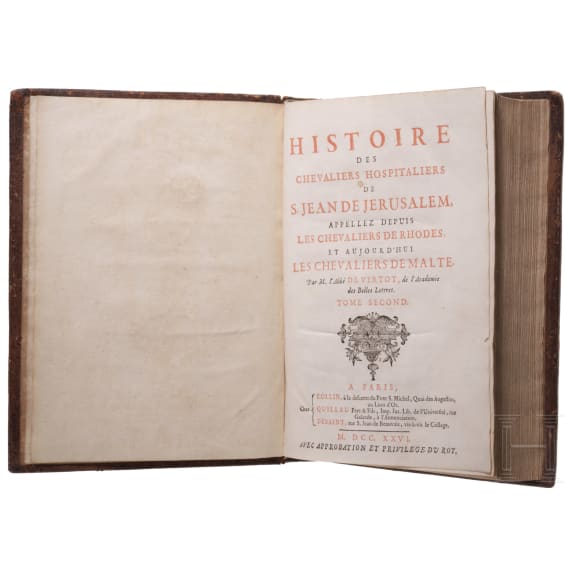 Ren&eacute;-Aubert de Vertot, "Histoire des chevaliers hospitaliers de Saint Jean de Jerusalem", vier B&auml;nde, Paris 1726