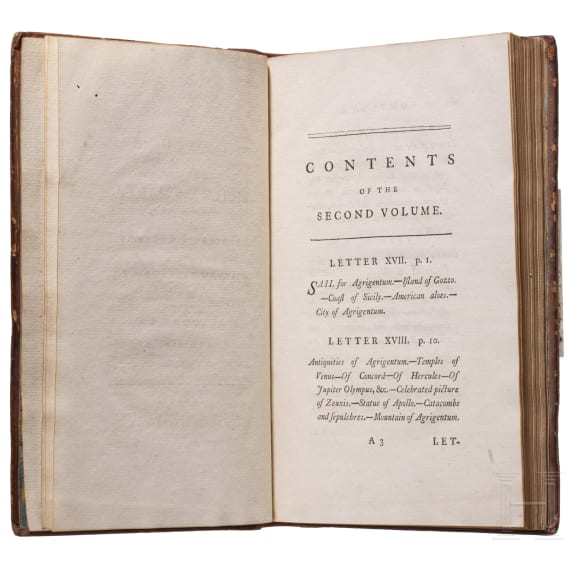 Patrick Brydone, "A Tour through Sicily and Malta. In a series of letters to William Beckford", zwei B&auml;nde, London 1774