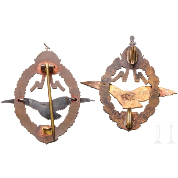 Zwei Feldpilotenabzeichen, 1. Modell bis 1916