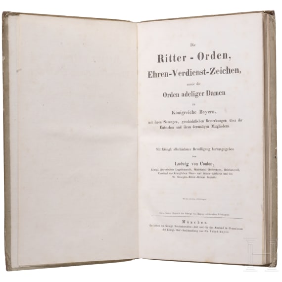 "Die Ritterorden des K&ouml;nigreiches Bayern" von Ludwig von Coulon, M&uuml;nchen, 1838