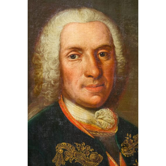 Portrait eines fr&uuml;hen Tr&auml;gers des Herzoglichen Hausordens de la Vigilance oder vom Wei&szlig;en Falken, deutsch, 1732 - 1750