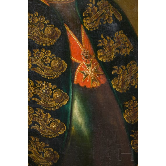 Portrait eines fr&uuml;hen Tr&auml;gers des Herzoglichen Hausordens de la Vigilance oder vom Wei&szlig;en Falken, deutsch, 1732 - 1750