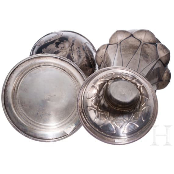 Zwei silberne Jugendstil-Pokale zum Deutschen Bundesschie&szlig;en 1906 bzw. 1912