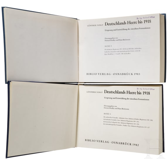 Konvolut Literatur zu Militaria (G. Wegner, Deutschlands Heere Bd. 4, 5, 8, 9 sowie drei Kataloge)