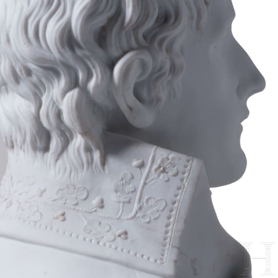 Biskuitporzellan-B&uuml;ste Napoleon Bonapartes I. als Konsul, nach einem Entwurf um 1800 in der Art der Niderviller-Manufaktur, Frankreich, 19. Jhdt.