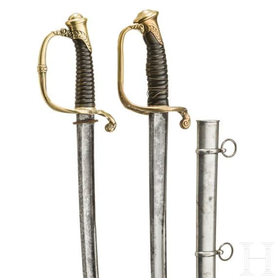 Zwei S&auml;bel f&uuml;r Offiziere der Infanterie, 19. Jhdt.