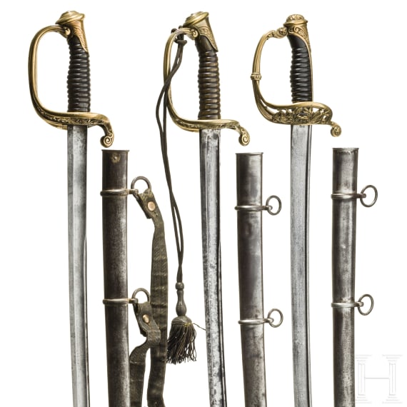 Drei S&auml;bel f&uuml;r Offiziere der franz&ouml;sischen Armee, 19. Jhdt.