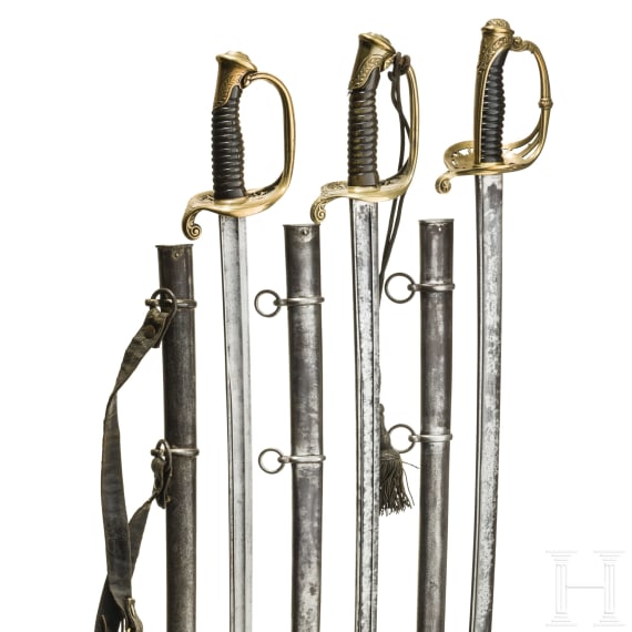 Drei S&auml;bel f&uuml;r Offiziere der franz&ouml;sischen Armee, 19. Jhdt.