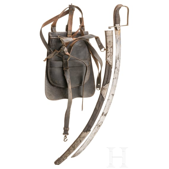 S&auml;bel f&uuml;r Offiziere der berittenen Truppen und S&auml;beltasche, 1. Viertel 19. Jhdt.