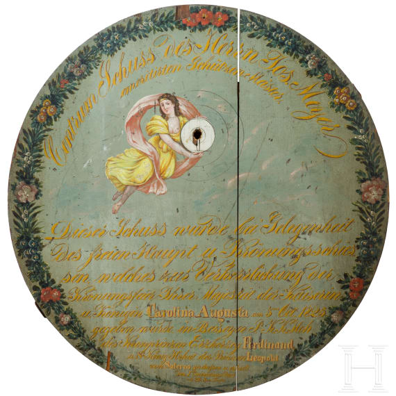 Sch&uuml;tzenscheibe anl&auml;sslich der Kr&ouml;nungsfeier der Kaiserin Carolina Augusta, &Ouml;sterreich, datiert 1825