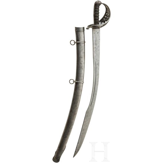 S&auml;bel M 1845 f&uuml;r Offiziere der Kavallerie mit Damastklinge im osmanischen Stil