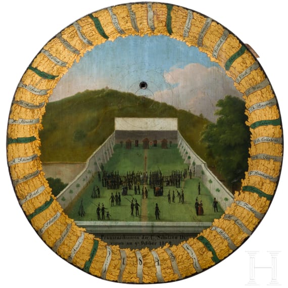 Sch&uuml;tzenscheibe vom Pr&auml;mienschie&szlig;en der L. Sch&uuml;tzendivision, &Ouml;sterreich, datiert 1842/43