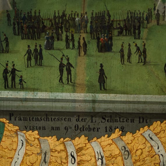 Sch&uuml;tzenscheibe vom Pr&auml;mienschie&szlig;en der L. Sch&uuml;tzendivision, &Ouml;sterreich, datiert 1842/43
