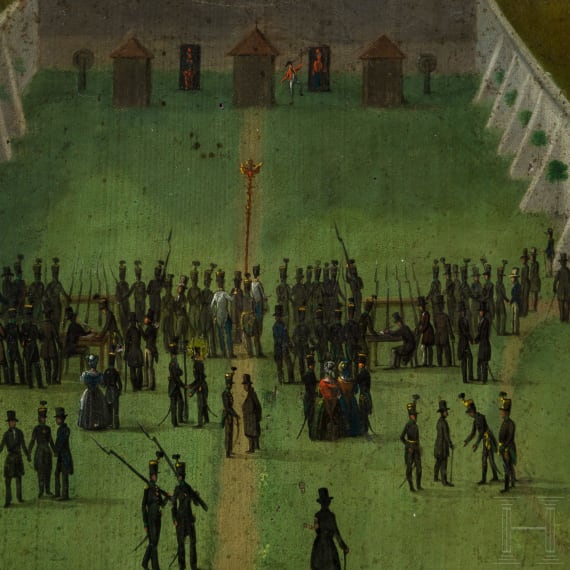 Sch&uuml;tzenscheibe vom Pr&auml;mienschie&szlig;en der L. Sch&uuml;tzendivision, &Ouml;sterreich, datiert 1842/43
