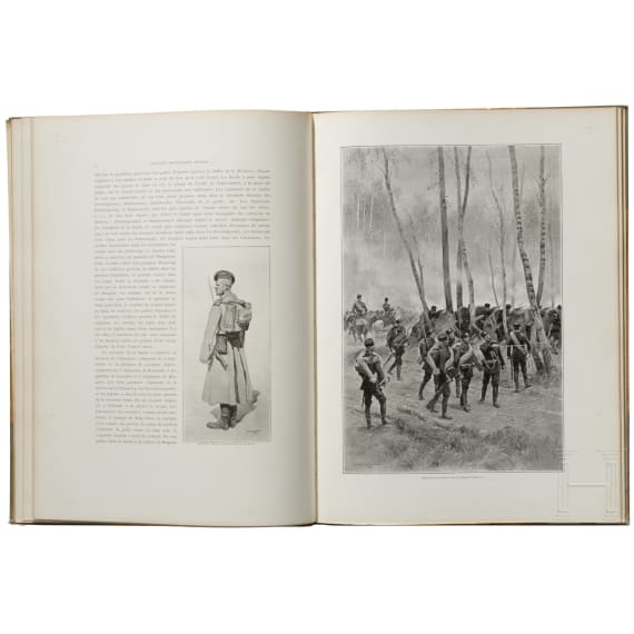 32 gro&szlig;formatige Tafeln mit russischen Uniformen und Waffen, haupts&auml;chlich f&uuml;r Offiziere der kaiserlichen russischen Marine, Russland, St. Petersburg, datiert 1899