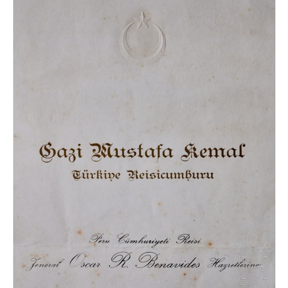 Mustafa Kemal Atat&uuml;rk (1881 - 1938) - signiertes Dokument