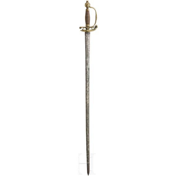 Offiziersdegen mit ge&auml;tzter Klinge, deutsch, um 1740