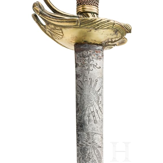 Offiziersdegen mit ge&auml;tzter Klinge, deutsch, um 1740